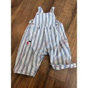Catimini vintage puppy stripe overalls‎ cotton 18 months